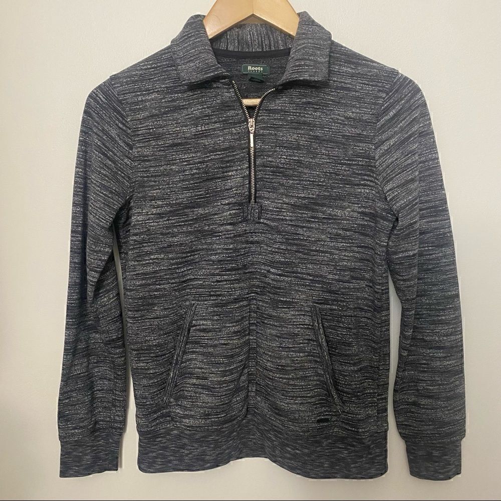 Roots Canada gray quarter zip pullover sweatshirt